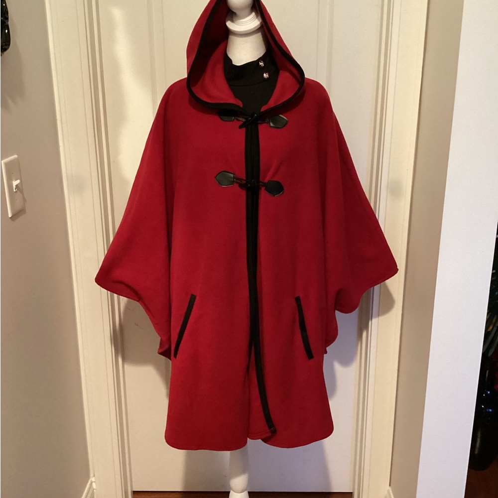 Reddish Hooded Cape Coat